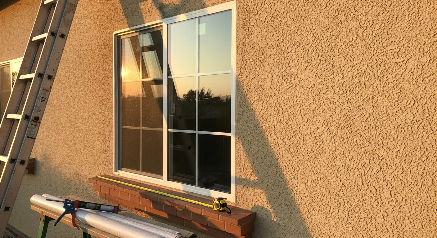 New energy-efficient windows installed in residential home exterior