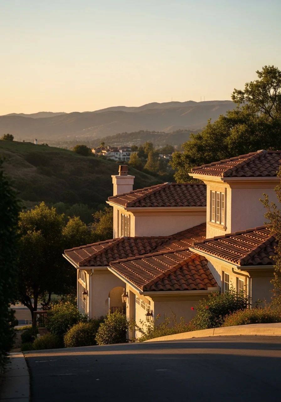 Calabasas property with hillside setting and landscaping features.