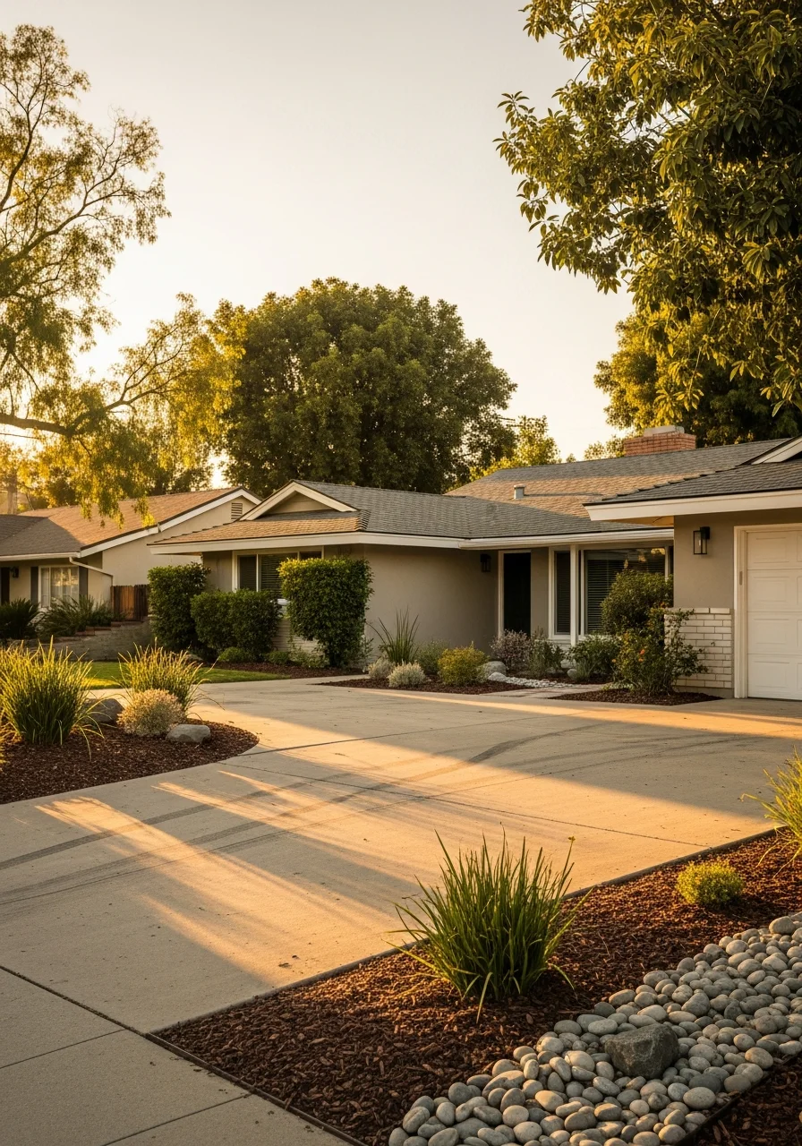 Typical LA residential property with driveway and landscaping.