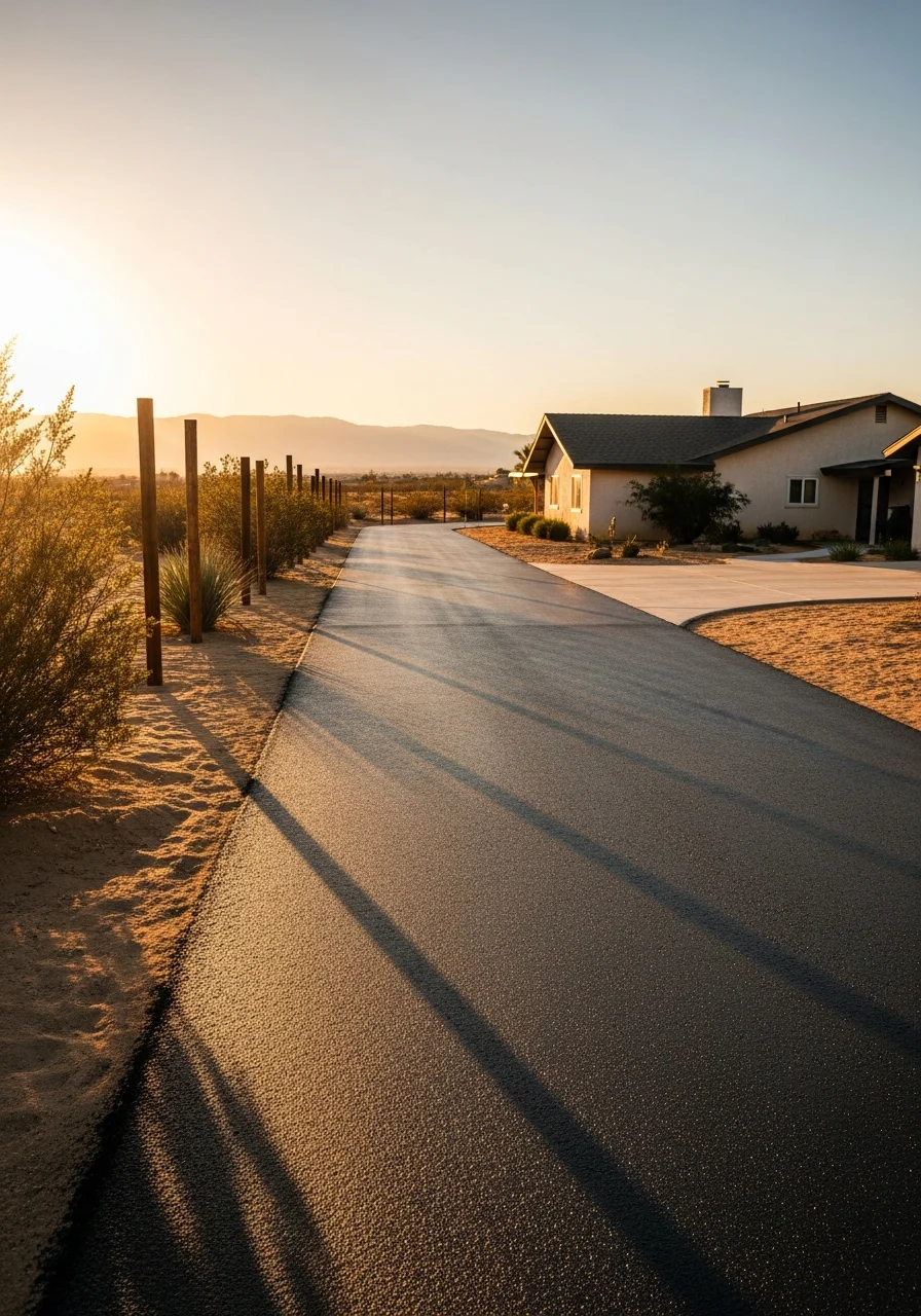 Palmdale property with driveway and desert valley setting.