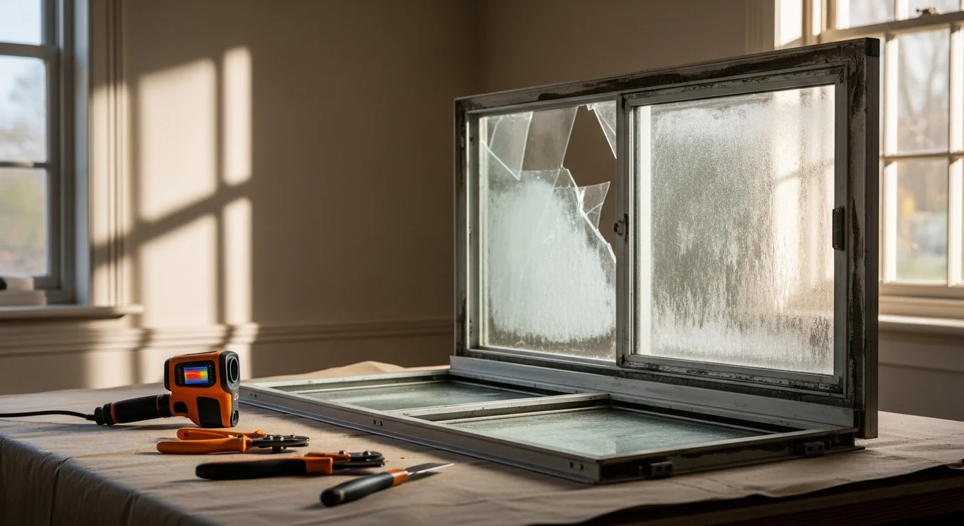 A repaired residential window on a single-story Chatsworth home, showing a clear, properly sealed pane and intact frame. The exterior view reflects the area's sun-exposed stucco siding typical of San Fernando Valley homes.